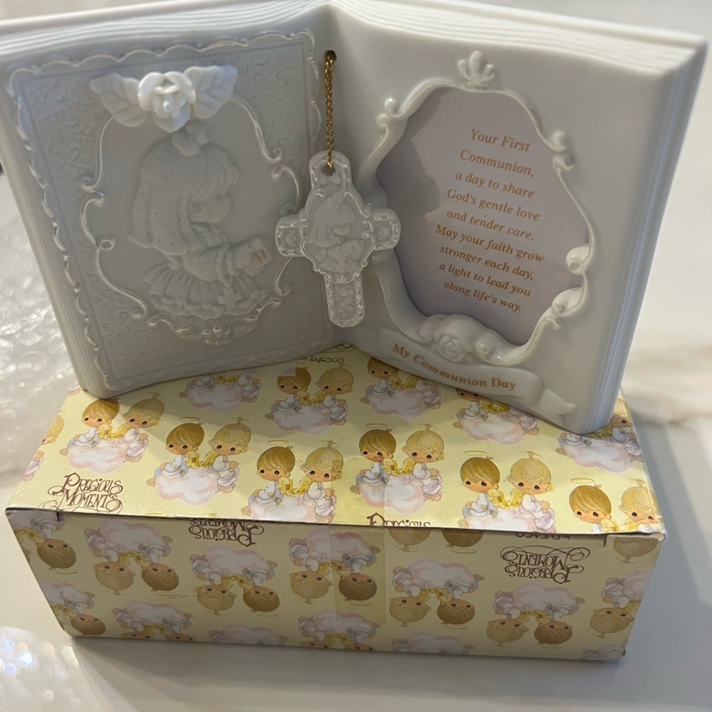 White Communion Keepsake Book with Cross